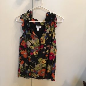 Ann Taylor LOFT black and floral blouse
